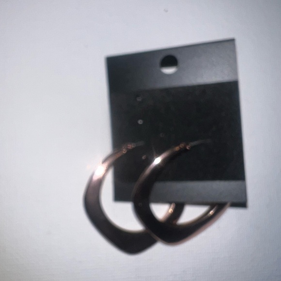 Rose Gold Hoop Earrings Geometric Square Statement Fashion Jewelry - Picture 4 of 5